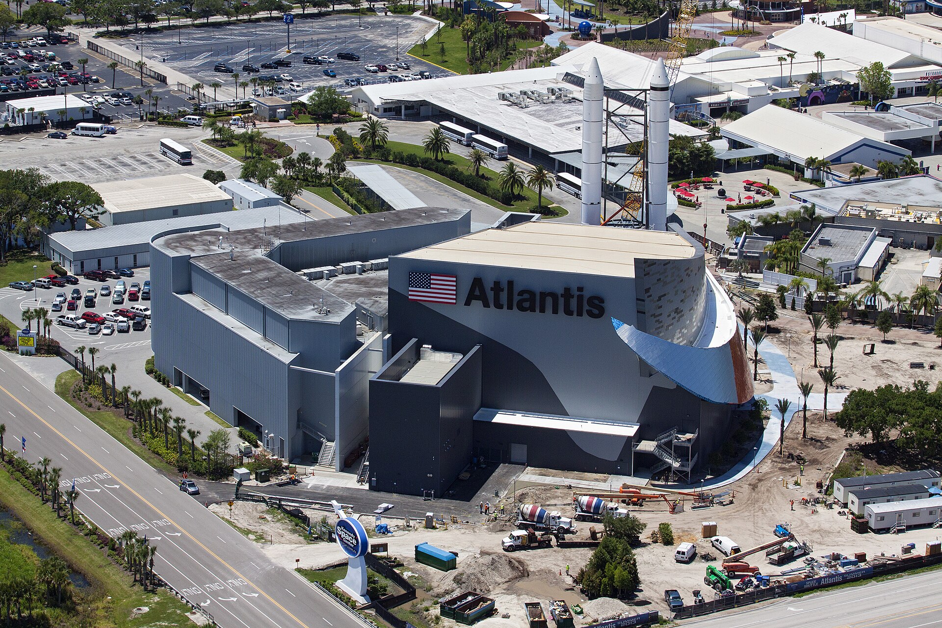 Space Shuttle Atlantis exhibit building at Kennedy Space Center Visitor Complex.